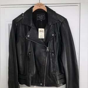 VTG y2k New Tags $399 Lucky Brand Black Leather Motor Jacket Clean One Owner